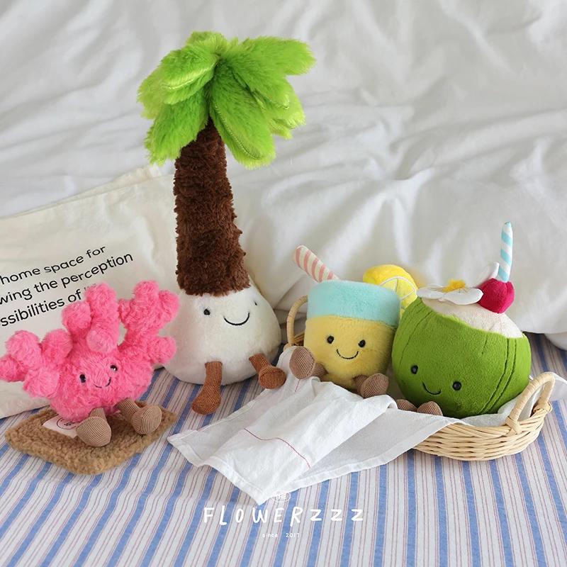 JELLYCAT limonade noix de coco peluches très doux palmier rouge corail peluche jouet dessin animé po