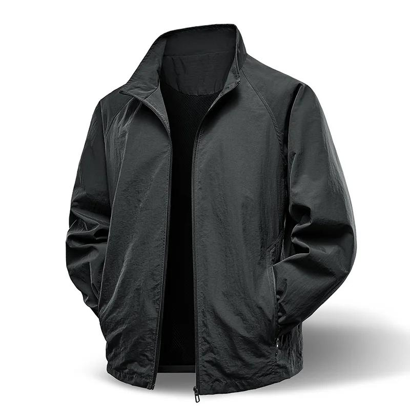 Printemps automne hommes veste décontracté en plein air col montant fermeture éclair coupe-vent impe
