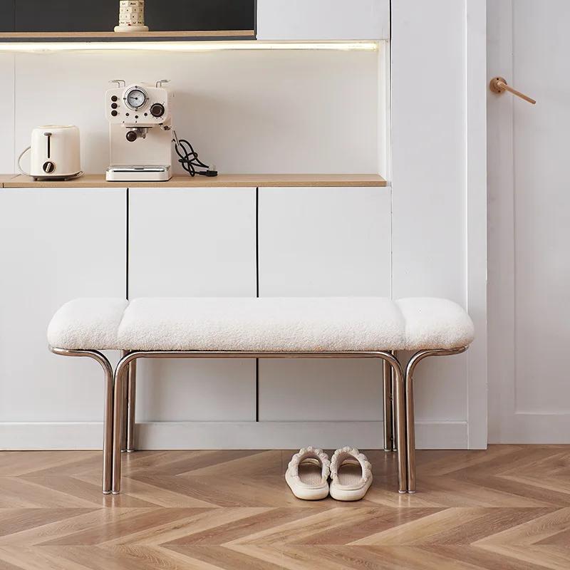 Porte d'entrée nordique changement de chaussures banc vestiaire agneau Long banc salon balcon chambr