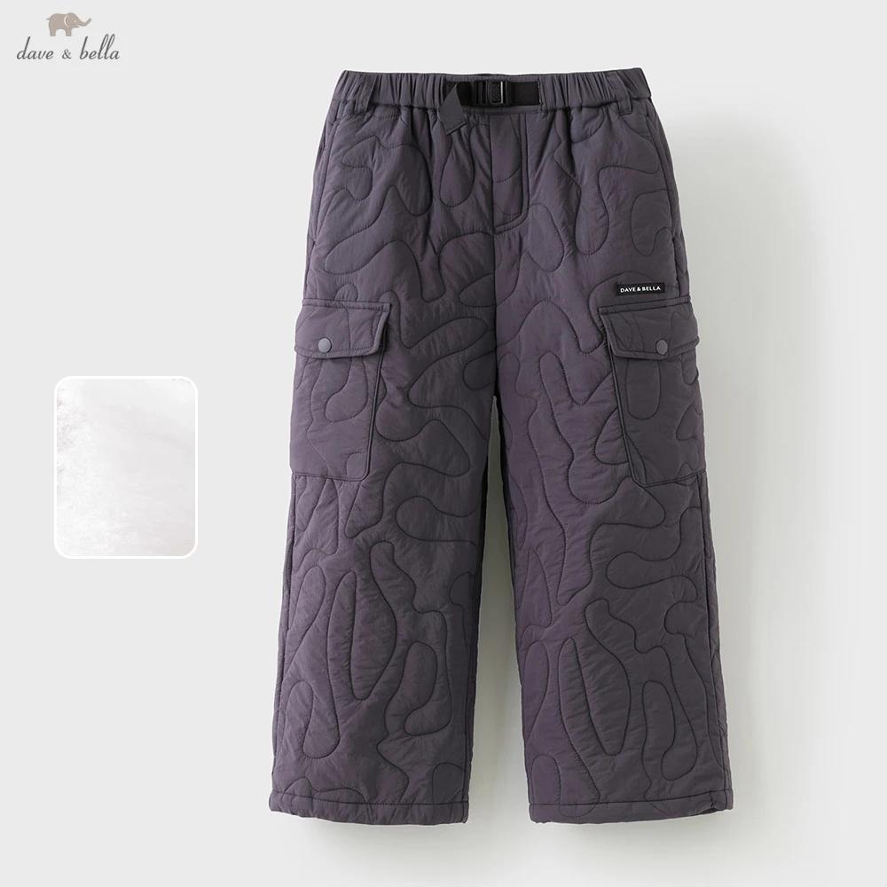 Dave Bella enfants jambe large coton-pad pantalon hiver épaissir filles pantalons droits décontracté