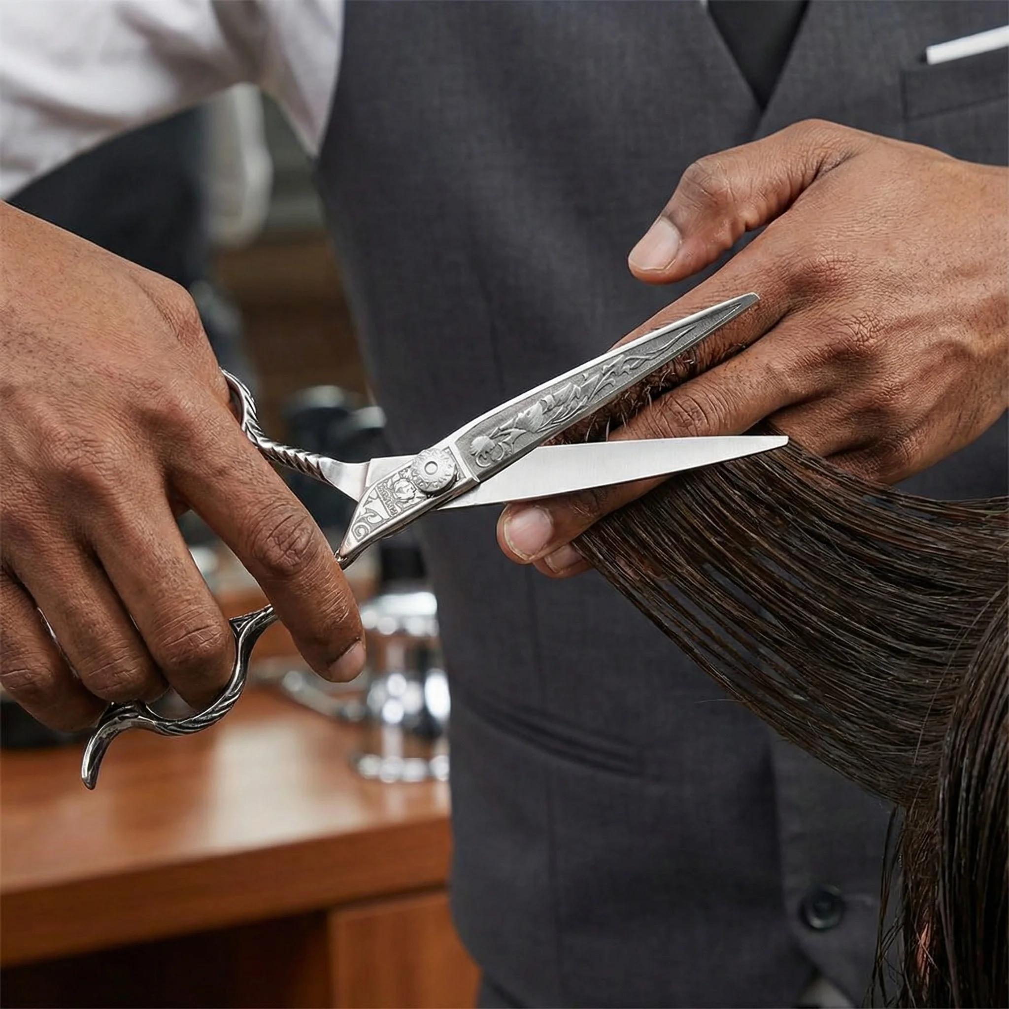 Ciseaux de coiffure professionnels FnLune de 6 pouces en acier inoxydable, ciseaux de coupe de cheve