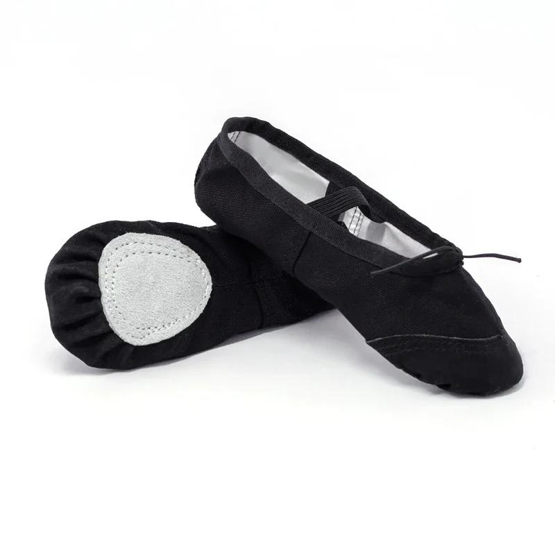 Tête plate en toile noir blanc doux Zapatos De Punta De balleriny BD ballet ventre gym yoga chaussur