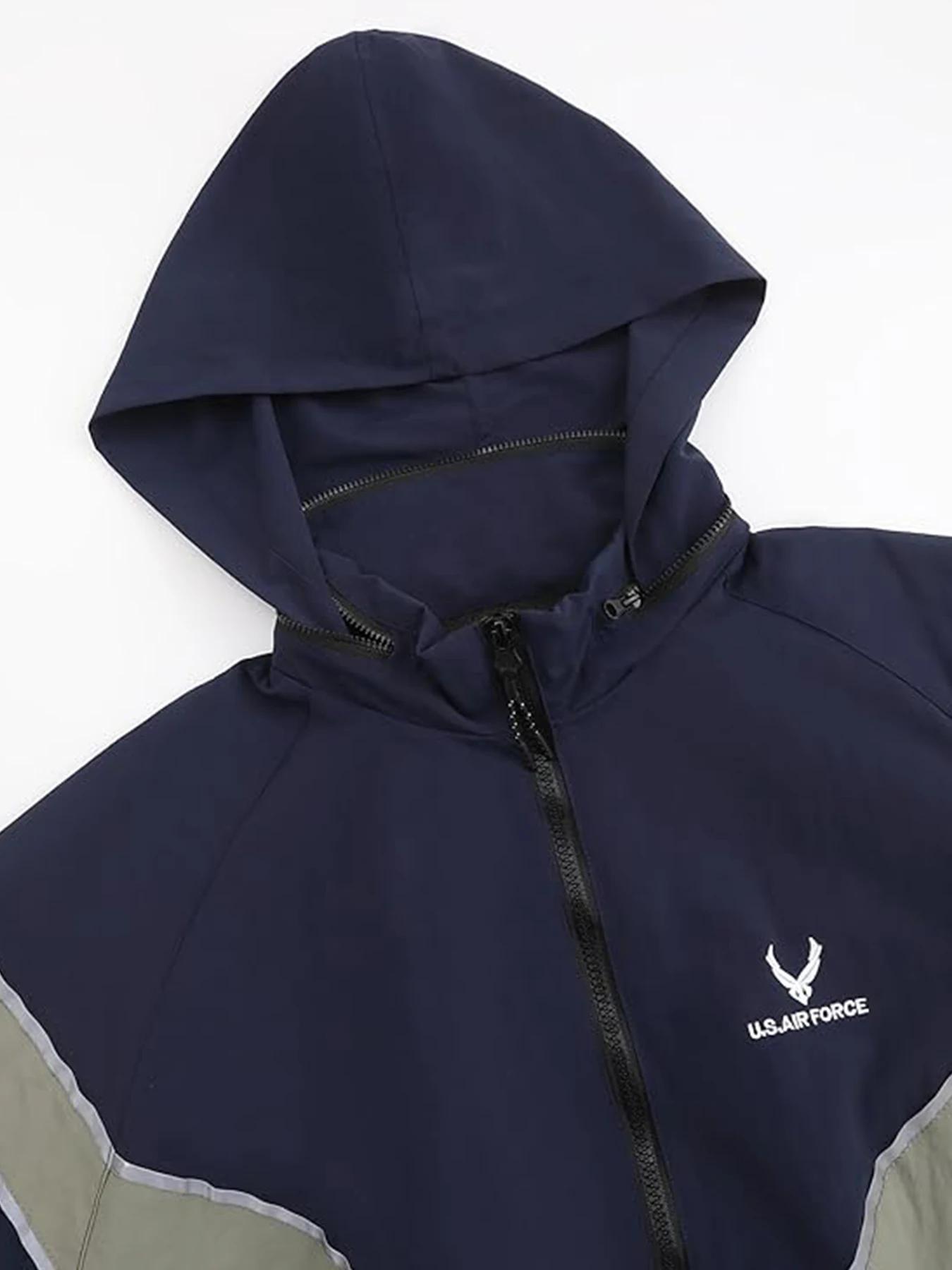 Veste vintage de l'US Air Force IPTU pour hommes, coupe-vent réfléchissant imperméable à capuche en 