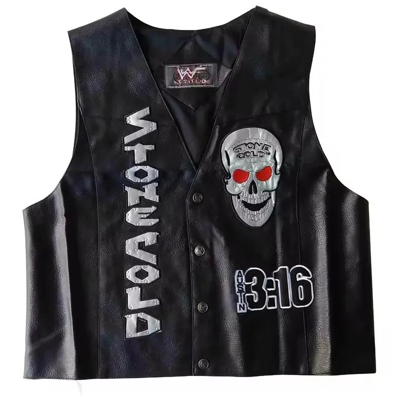 WWF Stone Cold Steve Austin 316 Smoking Skull Vest Attitude Era Nouveau Merchandise Vintage à Collec