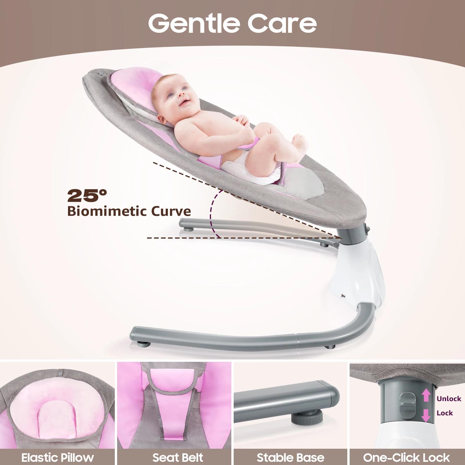 Balançoires pour bébés, balançoire pour nourrissons à 4 vitesses, 12 berceuses, balançoire électriqu