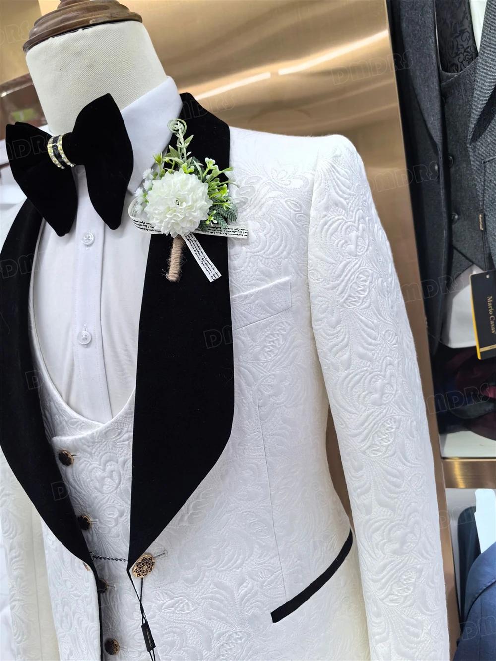 Mode Paisley hommes 3 pièces costume formel ensemble Blazer gilet pantalon mariage marié costumes me
