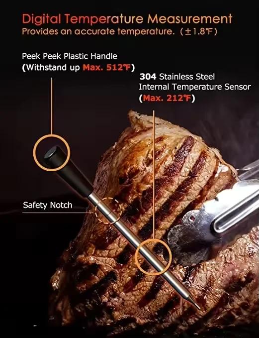 Thermomètre à viande thermomètre à viande sans fil Distance sonde à distance thermomètre avec APP