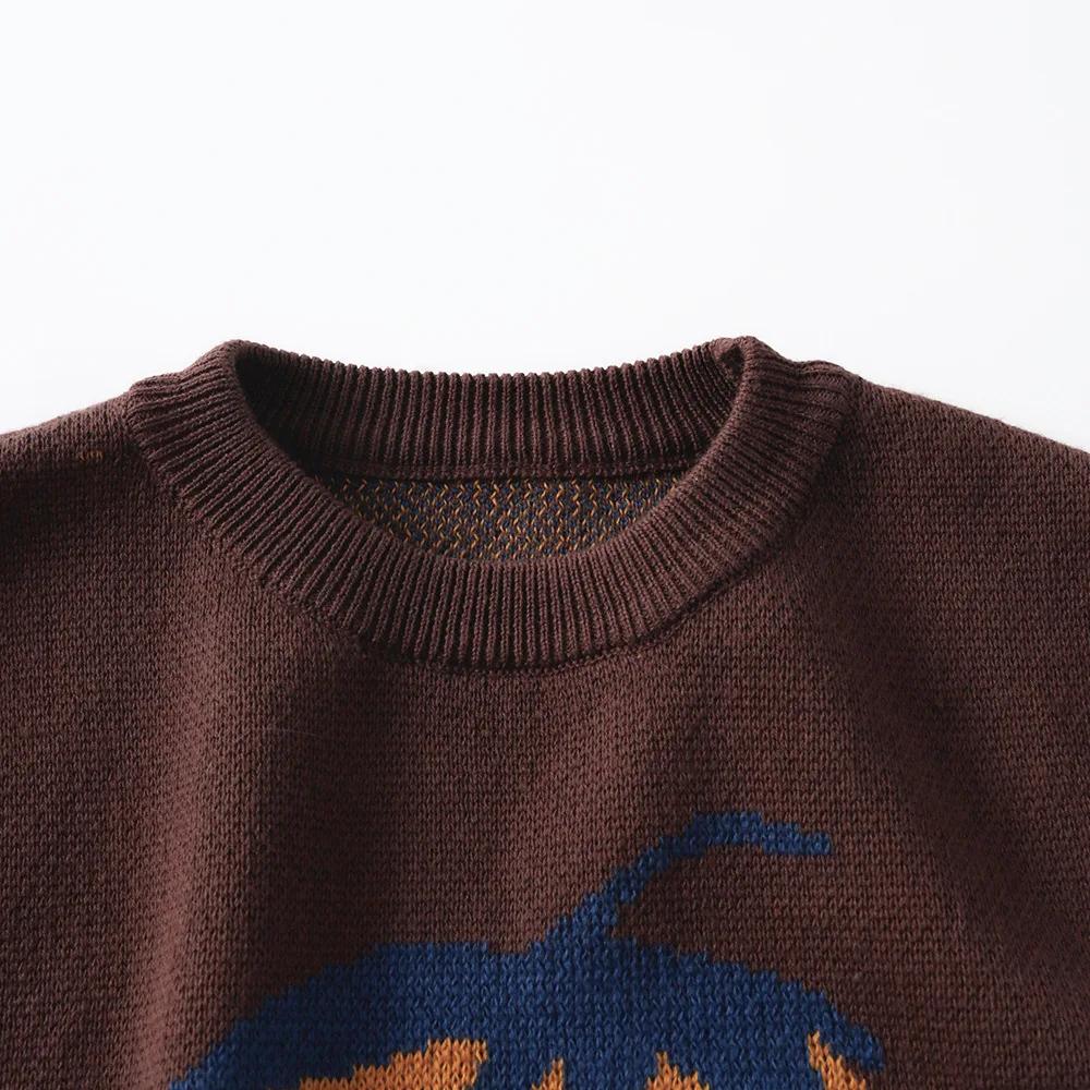 Gilet tricoté marron café pour enfants, pull sans manches à motif de fruits de dessin animé, pour en