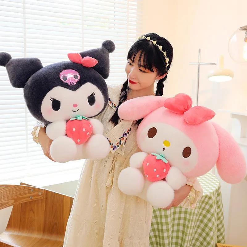 25 cm Sanrio fraise Kuromi oreiller en peluche jouet doux en peluche fraise mélodie Figure poupée ca