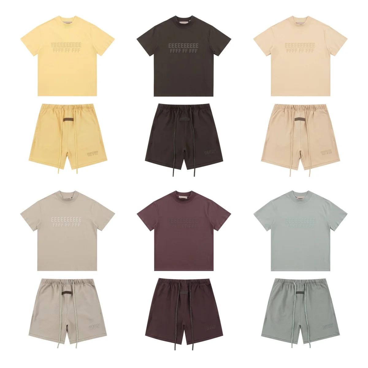 Ensemble classique de t-shirts et shorts d'été de haute qualité avec imprimé lettres double ligne, 1