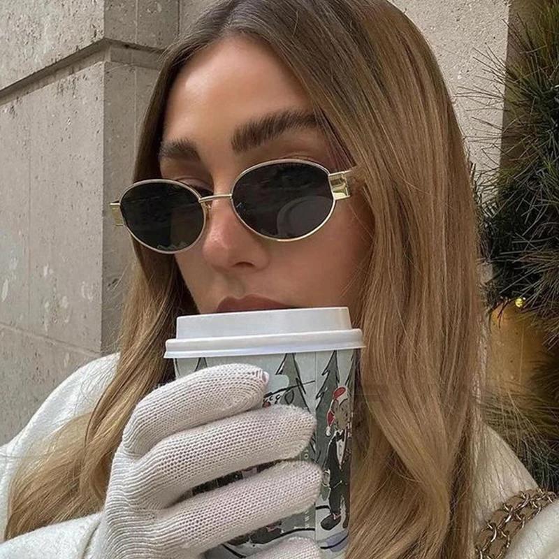 Lunettes de soleil ovales pour femmes, petites lunettes de soleil tendance, Design de luxe, monture 