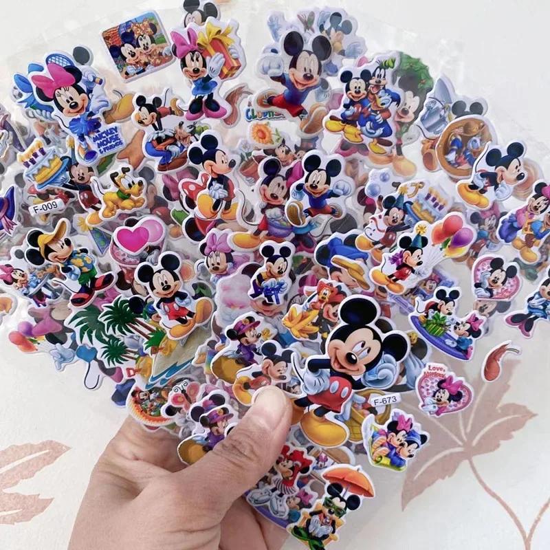Autocollants de jouets Mickey Mouse Minnie 3D, 6/12 pièces, dessin animé pour enfants, pâte à bulles