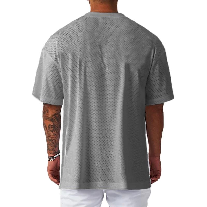 T-Shirt de Sport décontracté pour hommes, surdimensionné, ample, pour gymnastique, musculation, Fitn