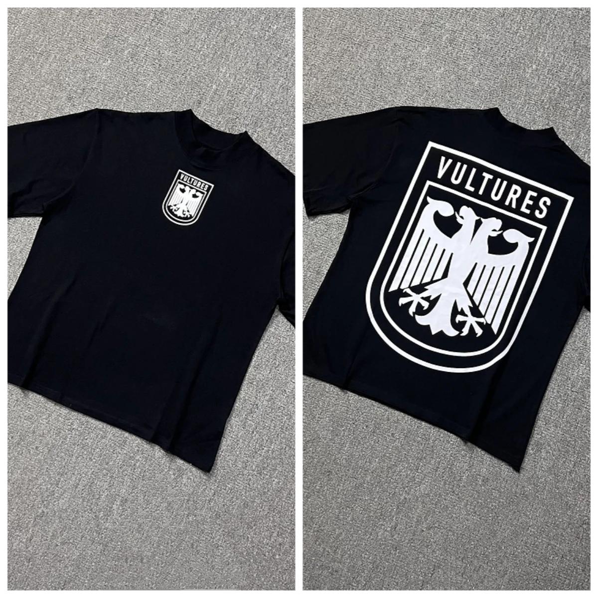KANYE VULTURES Album co-marqué vautour Badge imprimé col rond tendance rue hommes et femmes coton à 