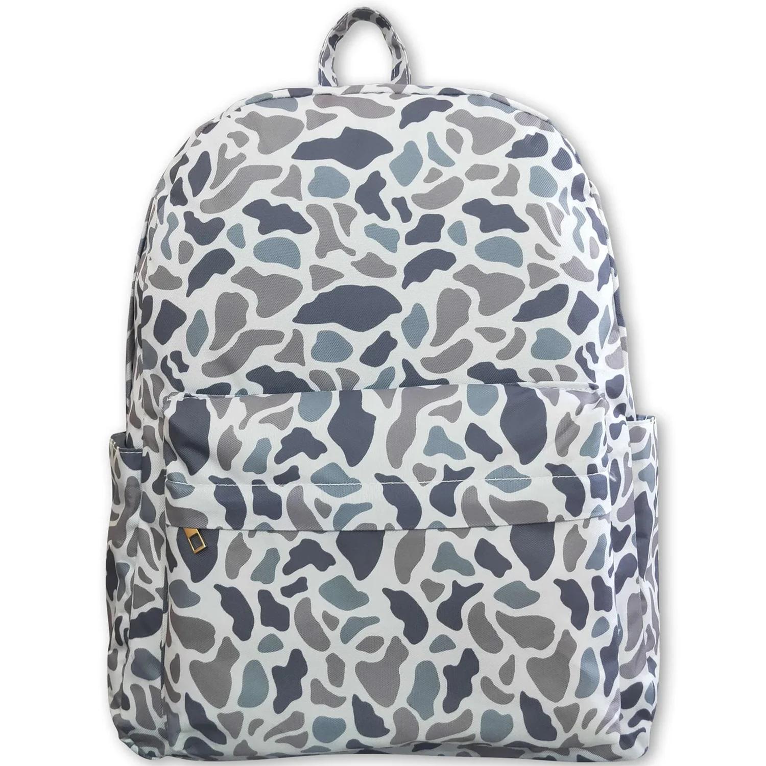 Sac à dos camouflage gris pour bébés et enfants garçons, avec fermeture éclair