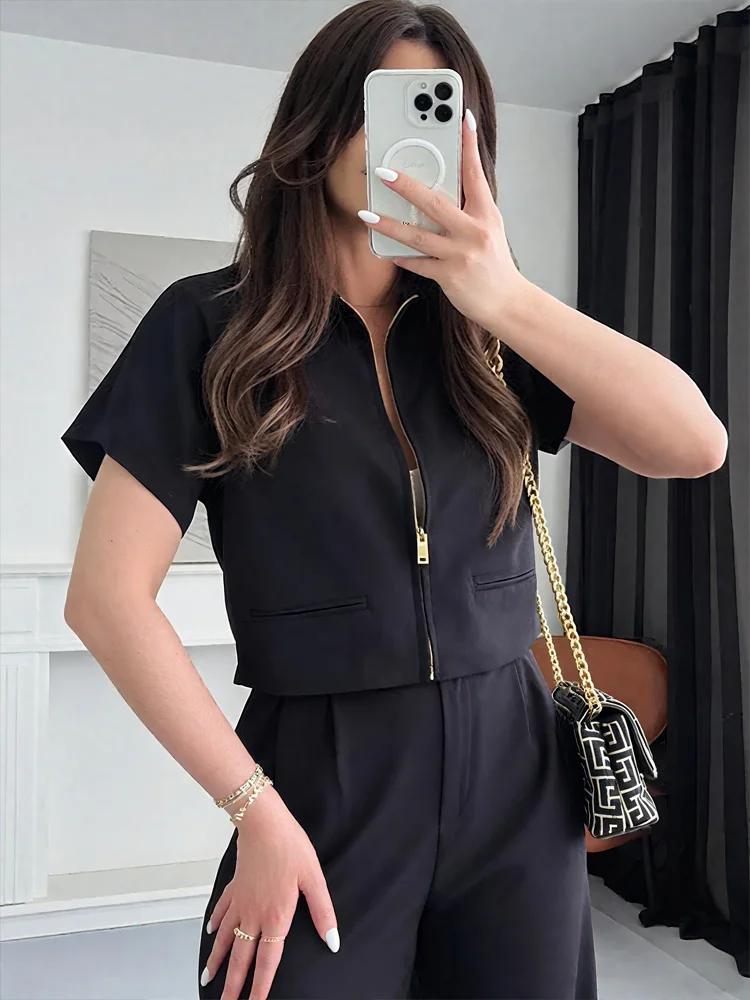 HXAO recadrée femmes vestes avec fermeture éclair vêtements d'extérieur haut été court Cardigan à ma