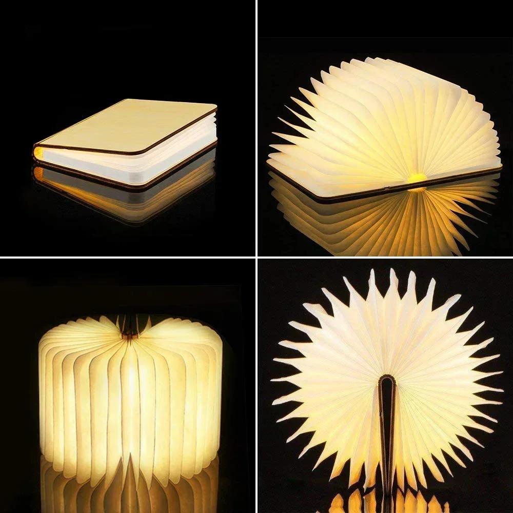 3D pliant créatif LED veilleuse RGB couleur USB Recharge en bois livre lumière décor chambre bureau 