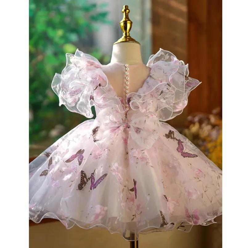 Robe de soirée princesse pour enfants, à la mode, imprimé, à volants, Design, mariage, anniversaire,