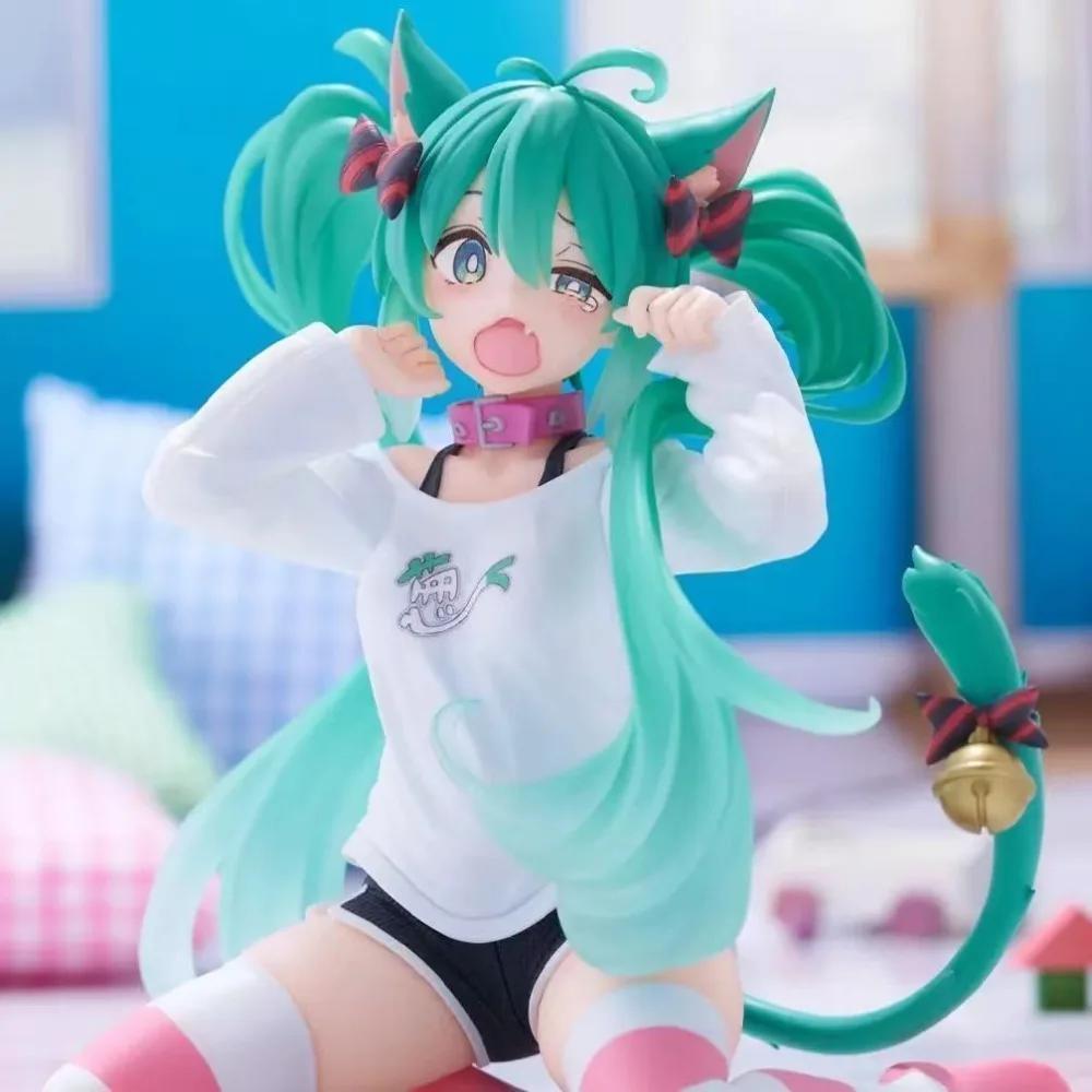 Hatsune Miku bureau figurine mignonne 11 cm Neko T-Shirt Ver. Figurine d'anime Kawaii fille modèle j