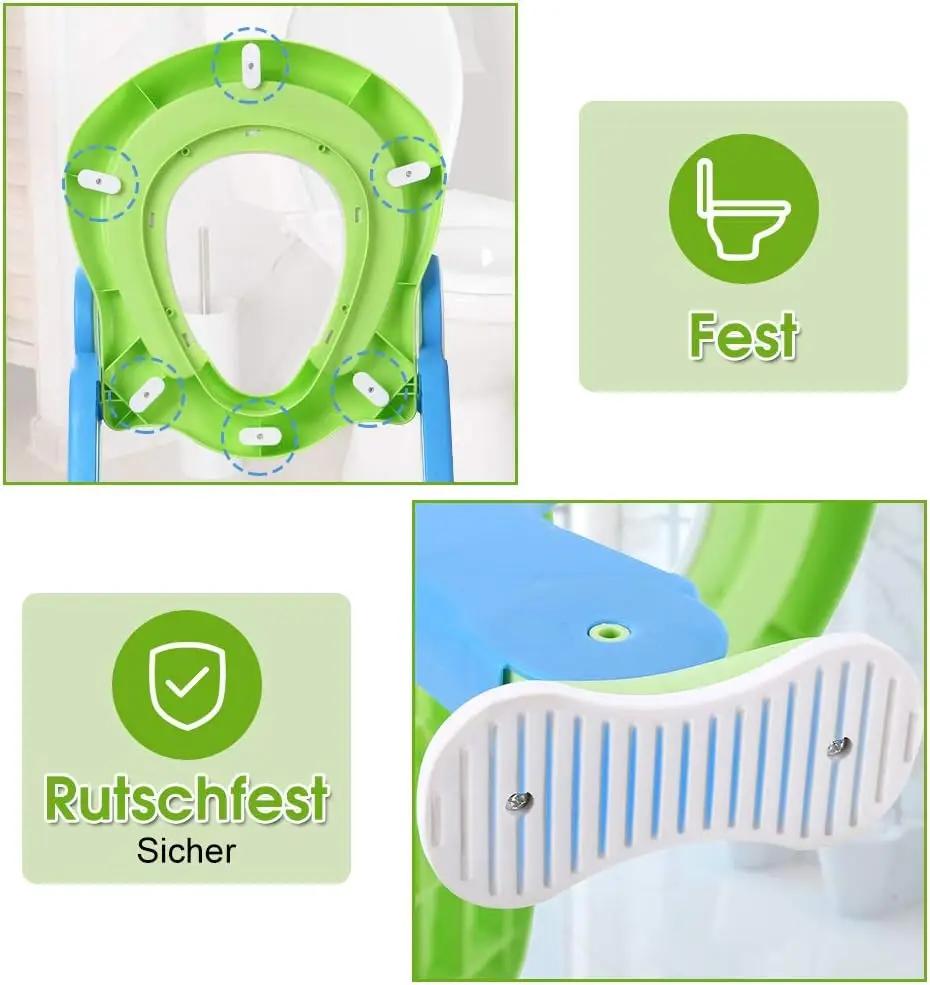 Entraîneur de Toilette Pot d'apprentissage avec Main Courante d'escalier Coussin Souple en PU Anti-d