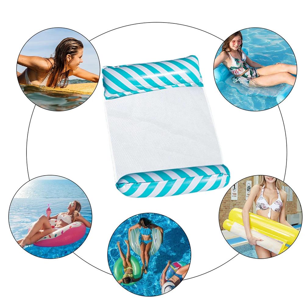 Matelas gonflables flottants à Air pour natation d'été, hamac à rayures, chaises longues, jouets de 