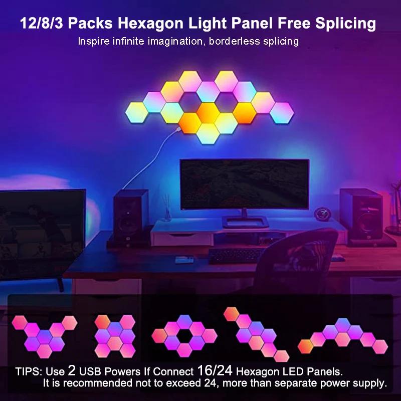 RGB LED lumière hexagonale Bluetooth applique murale intérieure APP télécommande veilleuse ordinateu