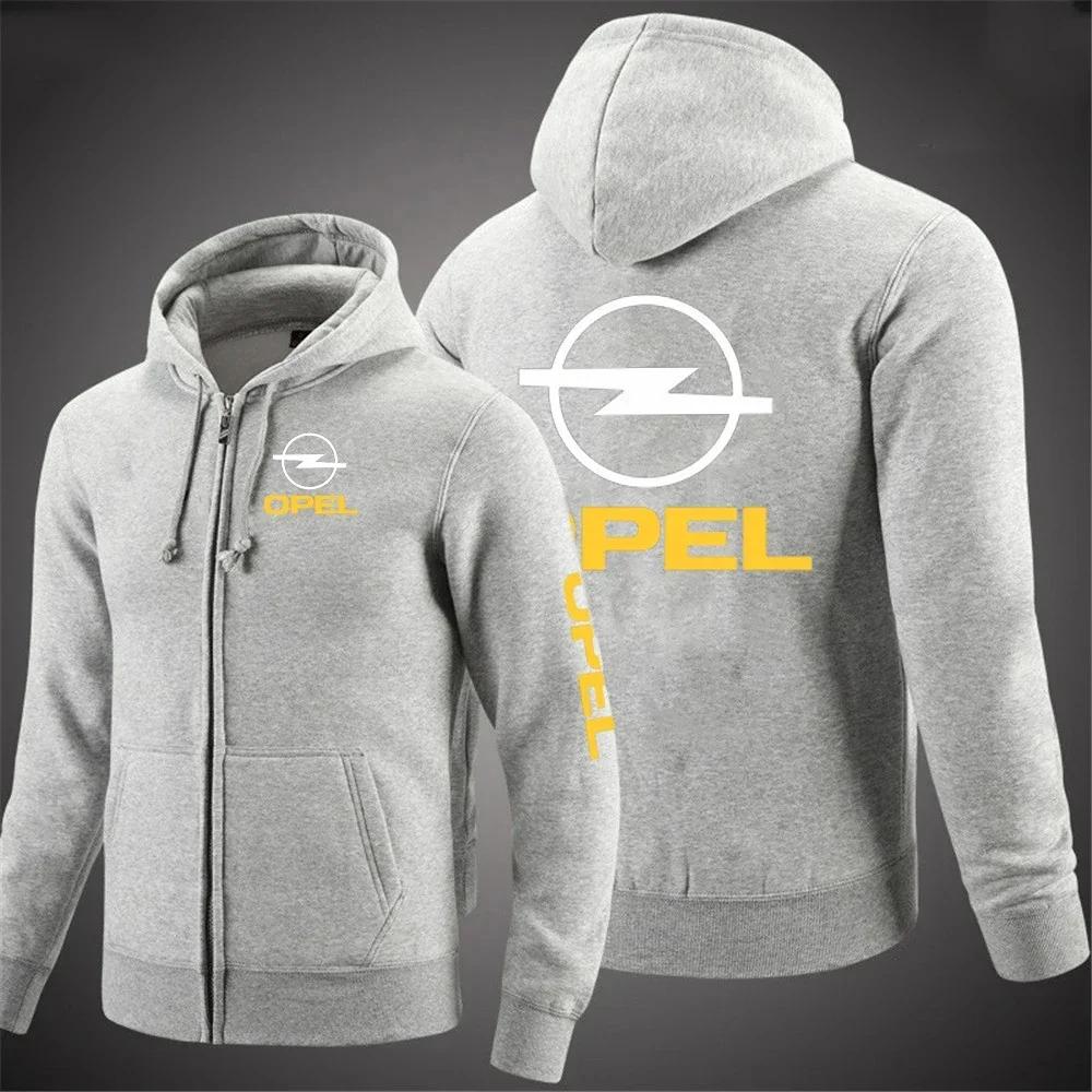 Opel – veste à manches longues de couleur unie pour hommes, avec capuche et fermeture éclair imprimé