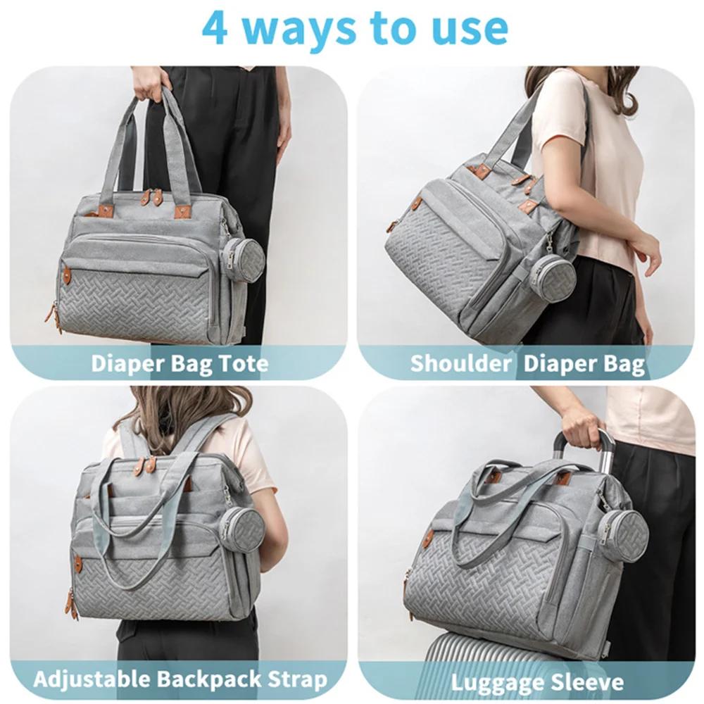 PANGDUBE grande taille maman papa sac à dos bébé sacs à couches avec sucette sac à couches pour bébé