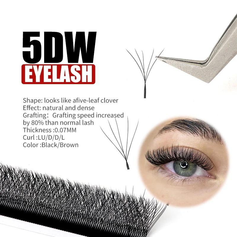 FADVAN 10 pièces Extensions de cils en forme de W YY/3D/4D/5D 0,07 mm LU/L/C/D pour professionnels, 