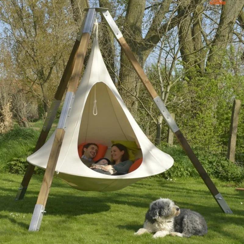 Chaise pivotante d'extérieur, tipi, soucoupe volante d'arbre, hamac léger et Portable en Nylon, sac 