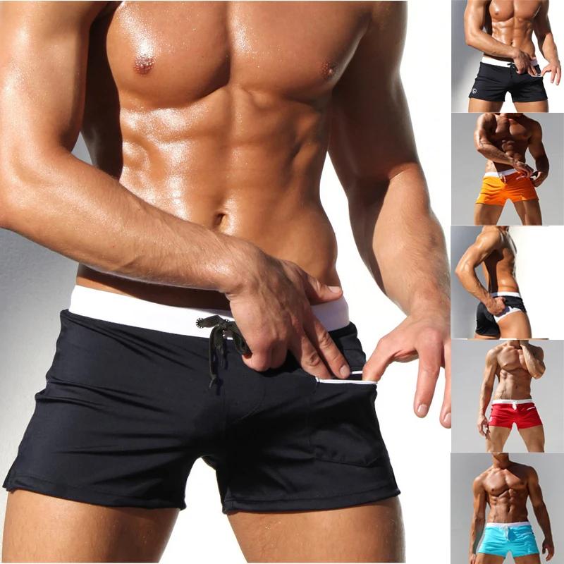 Short de bain pour hommes, maillot de bain avec cordon de serrage, doublure en maille, taille élasti
