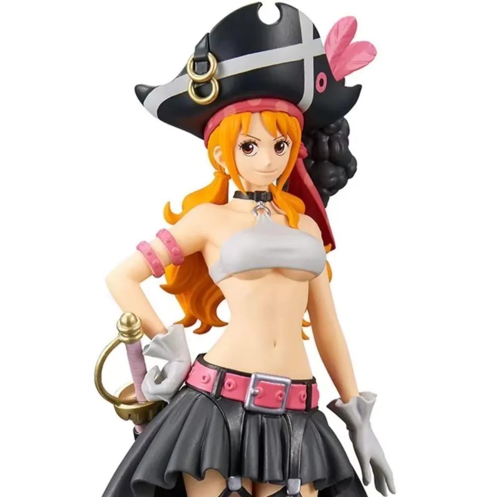 19CM Anime une pièce Nami noir vêtements Figurine une pièce FILM rouge habiller Figurine PVC modèle 