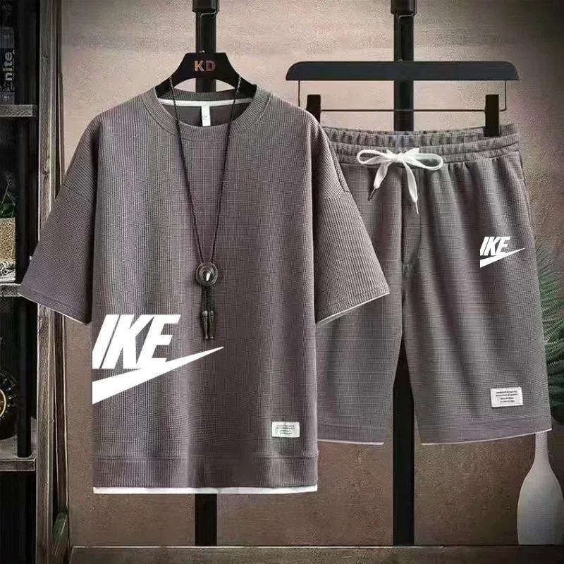 Ensemble de vêtements de sport pour hommes, tendance, décontracté et à la mode, t-shirt à manches co