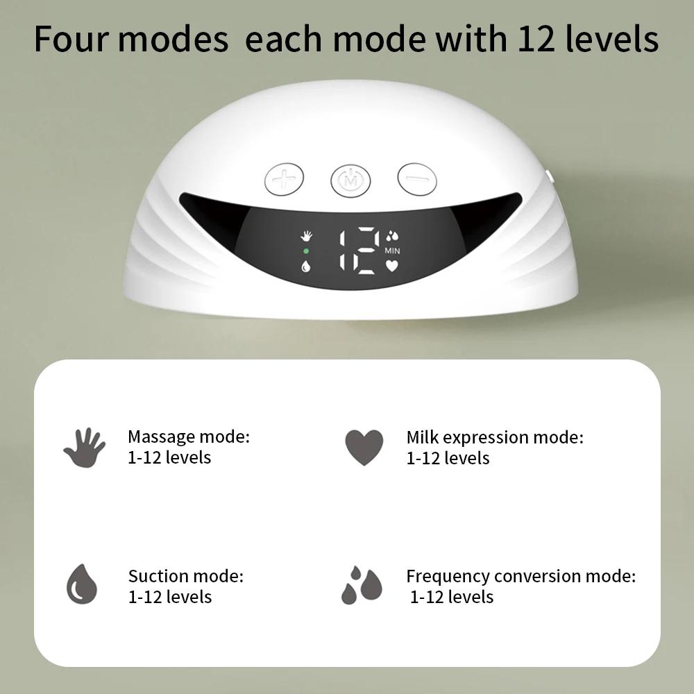 Tire-lait électrique mains libres portable - 4 modes d'expression avec affichage LED et collecteur léger
