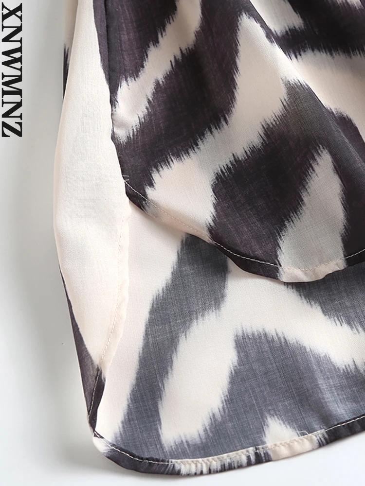 XNWMNZ-Chemise à Manches sulfen Coton et Lin pour Femme, Chemisier Imprimé Zèbre, Décontracté, obser