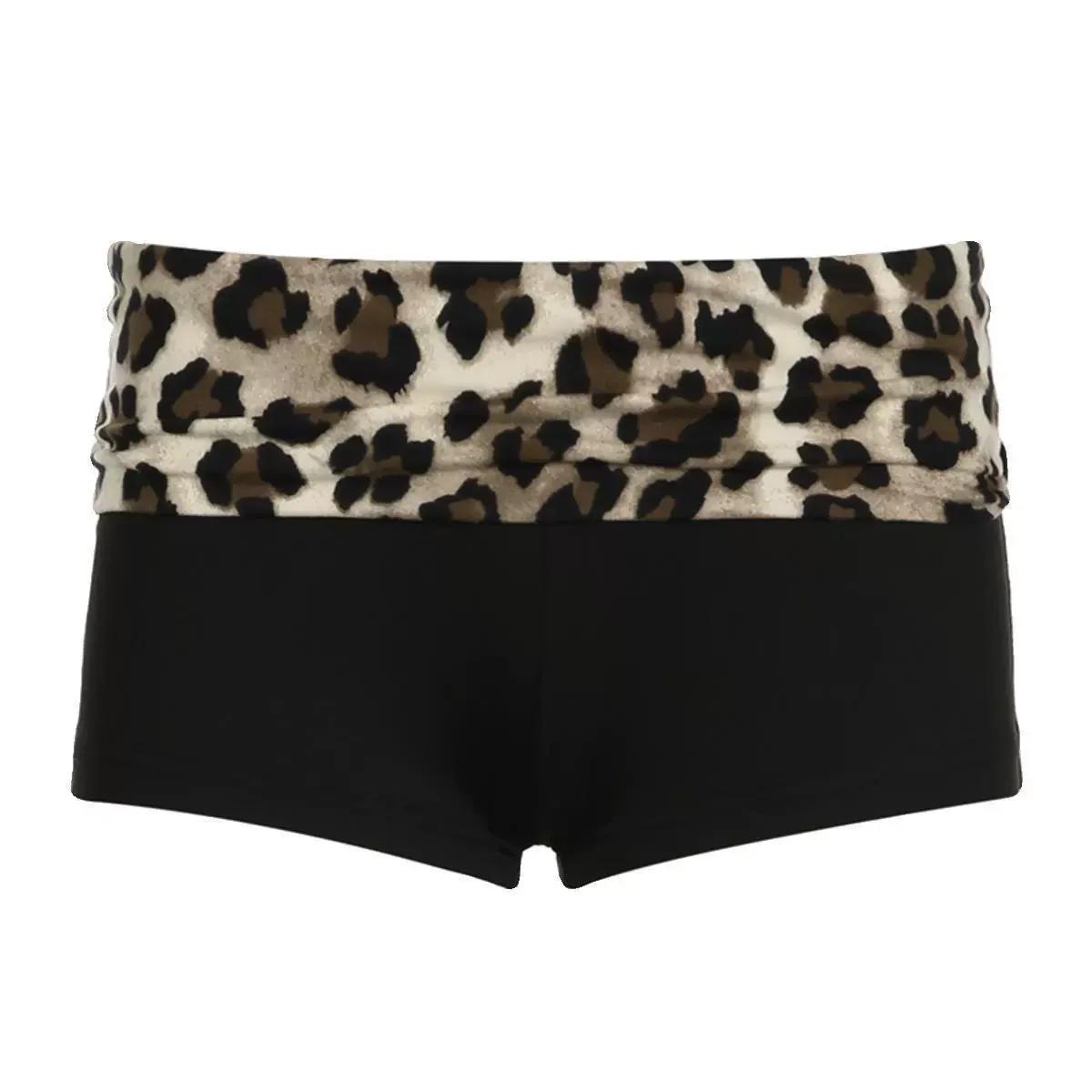 Contraste Patchwork Léopard Taille Basse Slim Sexy Booty Shorts Femmes Baddie Tenues
