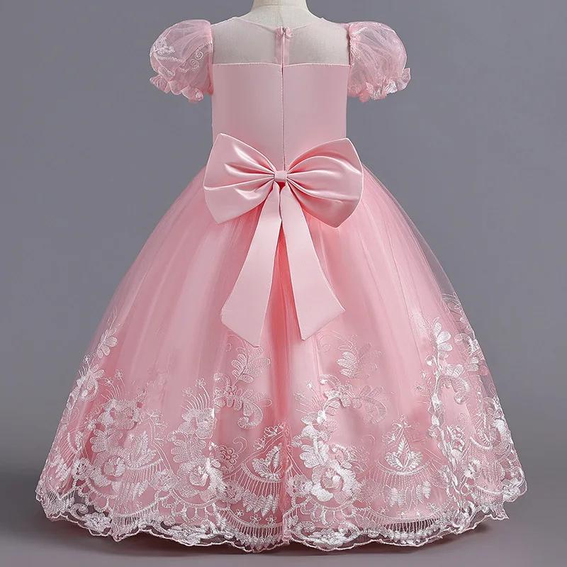 Robe de princesse en dentelle brodée pour filles, robe d'anniversaire pour enfants, haute qualité, t