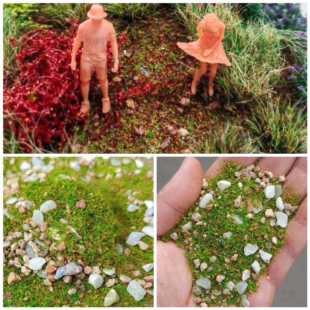 1.058 oz/sac bricolage modèle mélangé avec poudre d'herbe de pierre, simulation de pelouse, aménagem