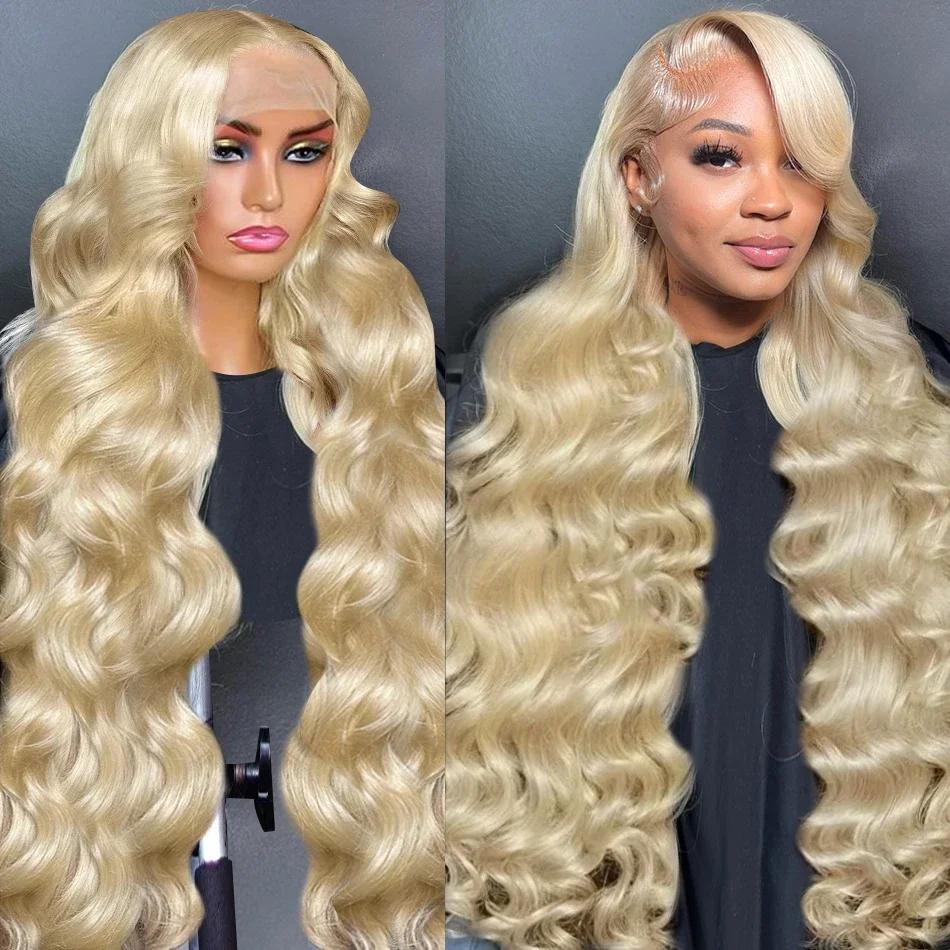 Perruque Lace Front Wig brésilienne naturelle, cheveux blonds, 13x4, 13x6, pre-plucked, transparent 