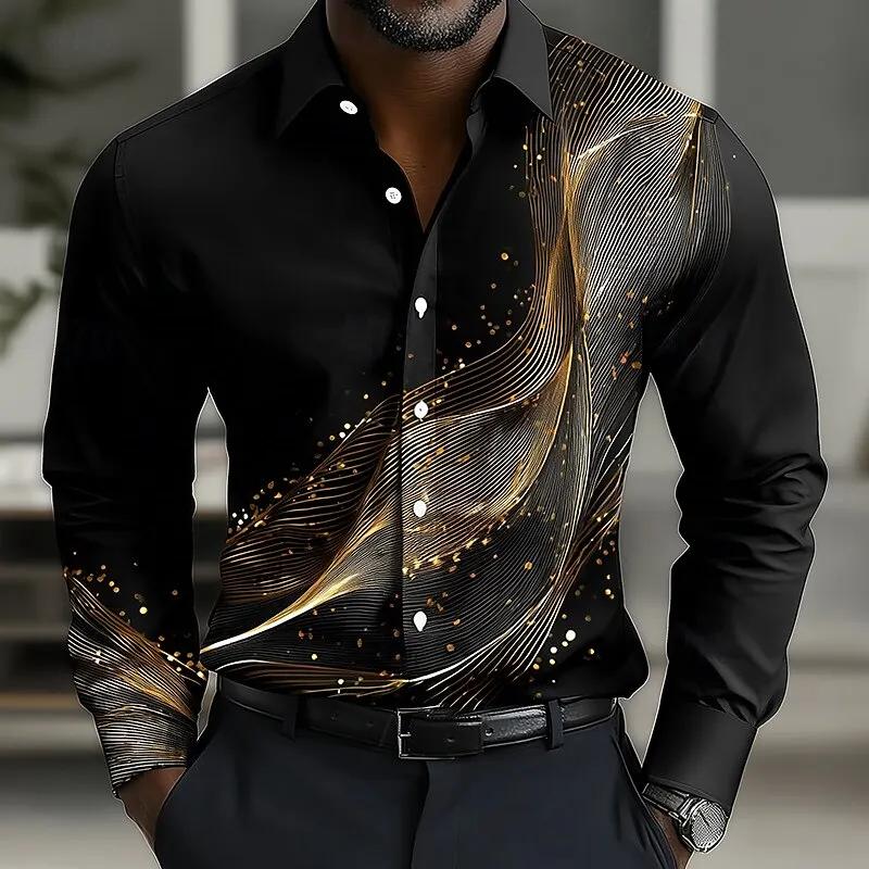 Chemise à manches longues pour hommes, surdimensionnée, ondulée, boutonnée, décontractée, mode Stree