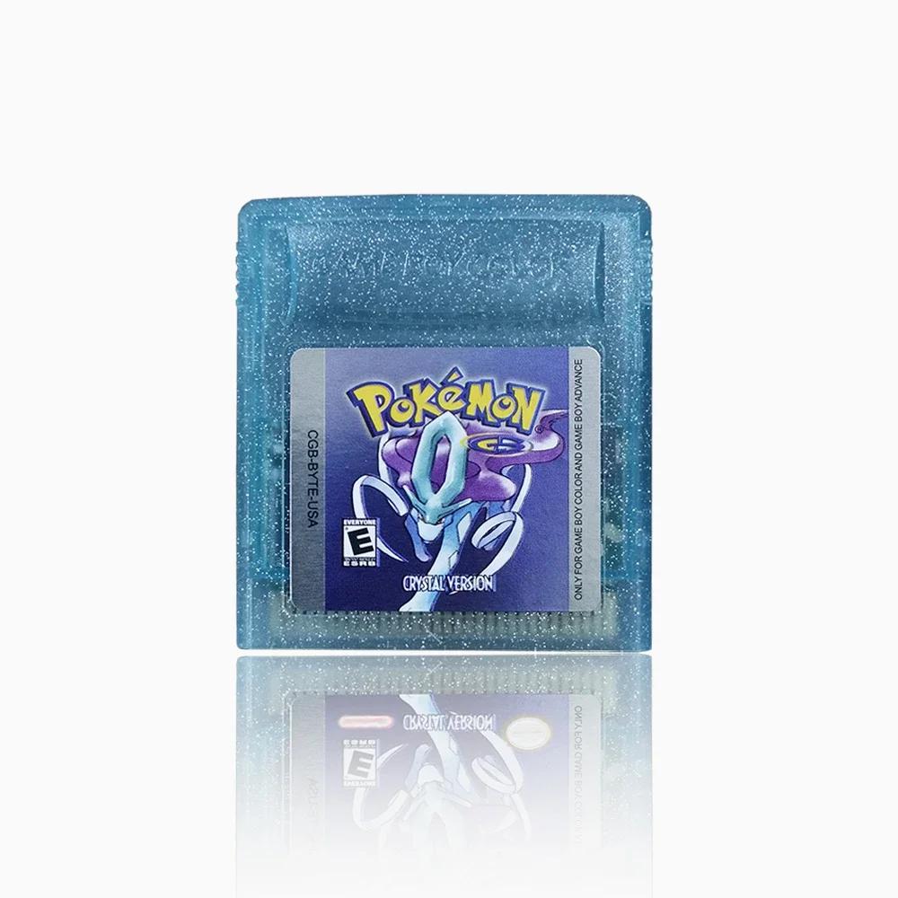 Cartouche de jeu vidéo GBC Pokemon 16 bits, carte de console rouge bleu cristal doré vert argent jau
