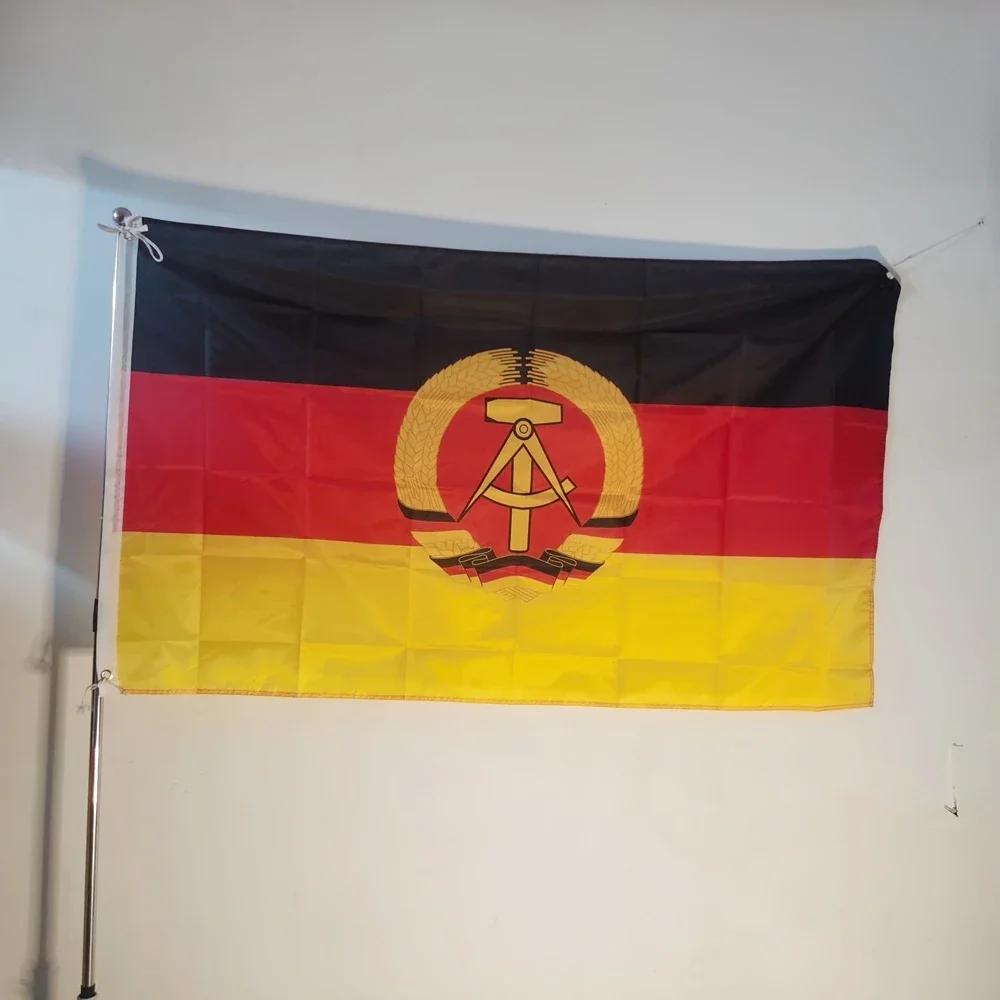 Drapeau de la république démocratique allemande, bannière d'Allemagne de l'est, 90x150cm, en Polyest