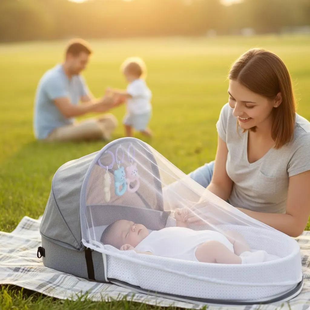 Lit de bébé pliable portable, lit d'appoint pour nouveau-né, anti-pression, lit de voyage avec desig