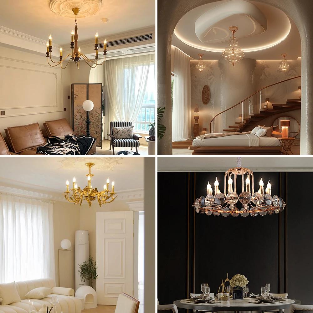 E12 E14 LED lustre ampoule 60W équivalent rétro candélabre ampoules 6000K 2700K blanc chaud 480LM la