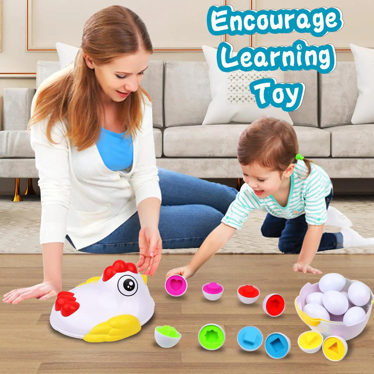 Jouets sensoriels Montessori pour bébé, 12 œufs assortis, œufs de pâques, couleurs de poulet, trieur