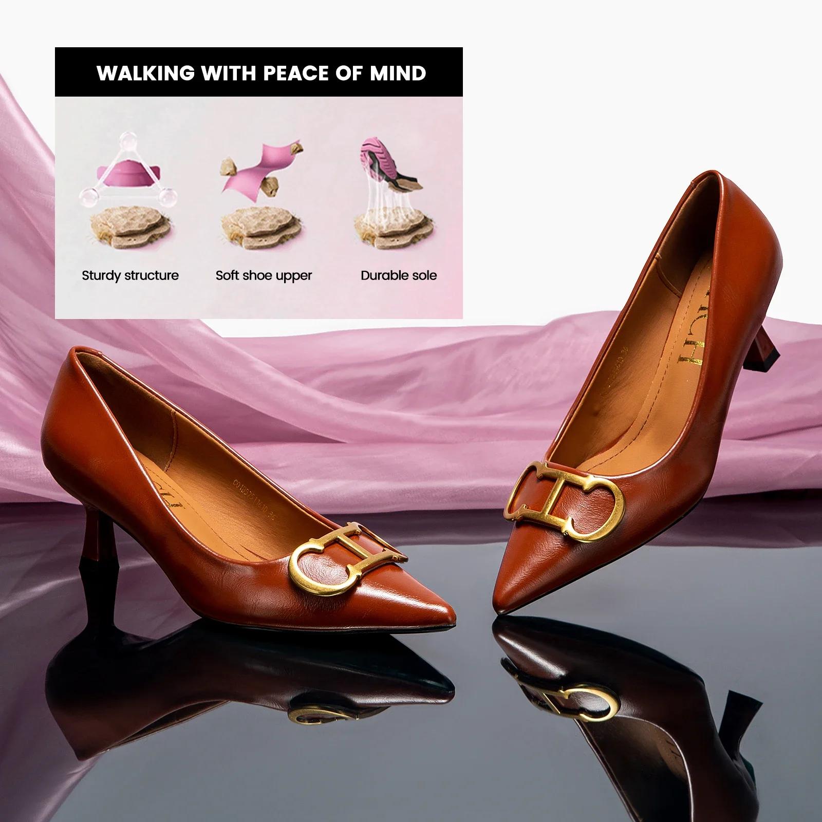 Chaussures pour femmes bout pointu talons hauts en cuir verni robe talons chaussures bateau chaussur