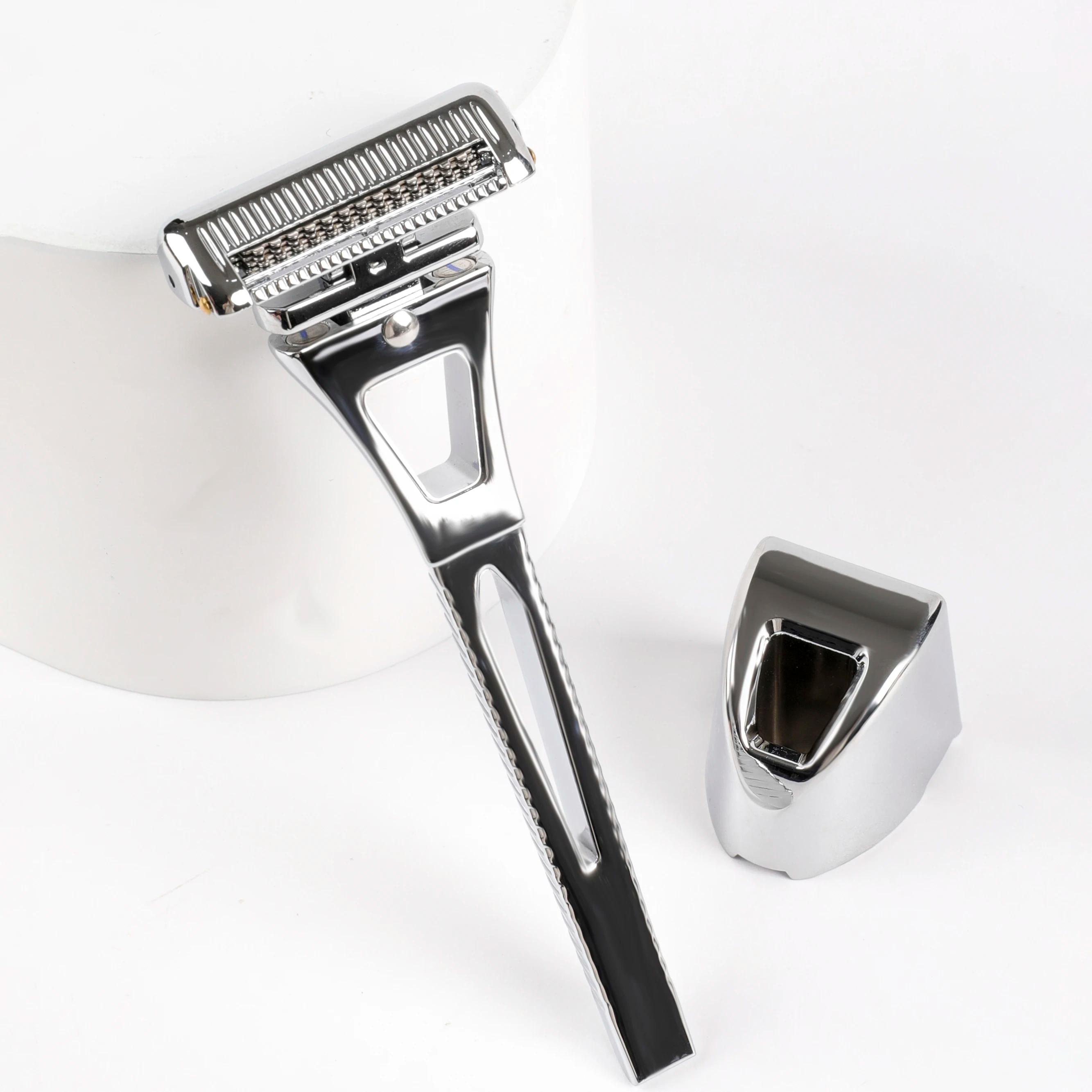 Rasoir manuel Chaoke à 4 lames, rasoir à raser tout en métal pour hommes, rasoir à barbe vintage