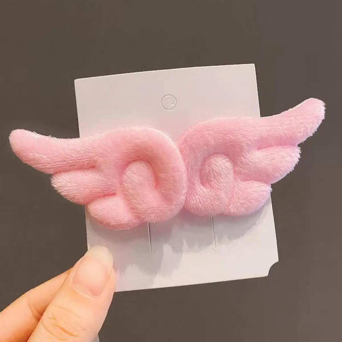 Pinces à cheveux en peluche aile d'ange pour fille, 2 pièces, épingle à cheveux mignonne, ornement S