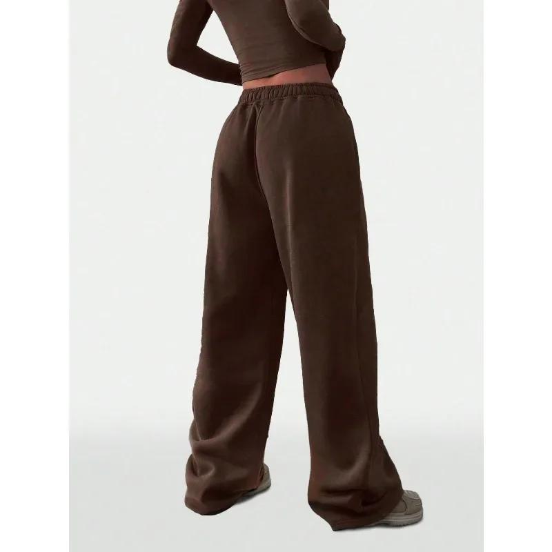 Grande taille nouvelle mode femme Fitness pantalons de survêtement jambe large droite dames décontra