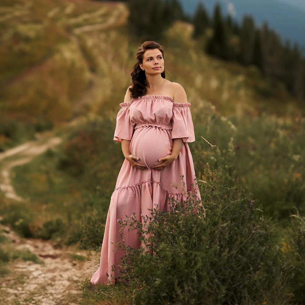 Robe Boho en lin et coton pour femmes, vêtements de maternité confortables, Vintage, manches courtes